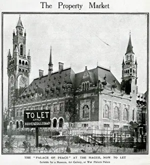Superimposed: Peace Palace at The Hague, To Let, WW1