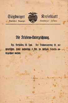Siegburg: Peace Treaty of Versailles signed