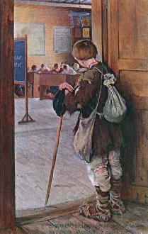 Wistfully: Peasant boy at the Door of the School
