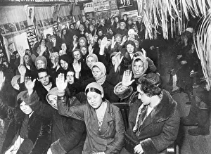 Begins: Peasant of a Soviet village vote for the collectivization of