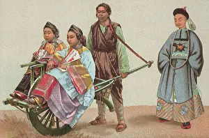 Racinet: Peasant Wheeling Women