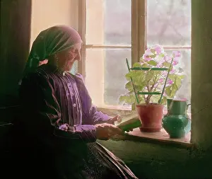 Pitchers: A peasant woman is reading at the window