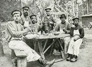 Aprons: Peasant workers having a tea break, Republic of Estonia