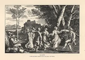 Dadresse: Peasants dancing in a clearing to music from