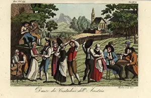 Woodcutters: Peasants dancing in fields, Austria, 1822