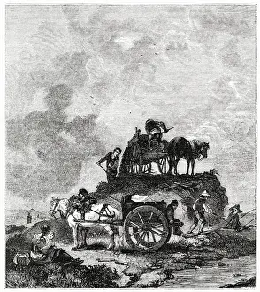 Wouwerman: Peasants in the Fields: Hay Harvest, by Philips Wouwerman