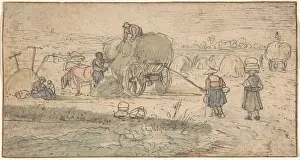 Hendrick: Peasants Loading Hay, ca. 1620s, Pen and brown