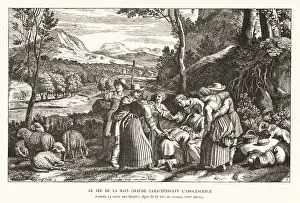 Hachette: Peasants playing the game of hot hands, 17th century