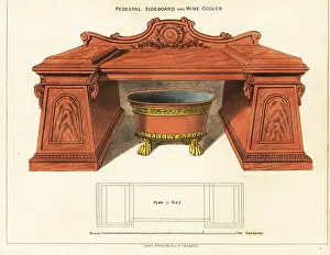 Rosewood: Pedestal, sideboard and wine cooler, Regency style