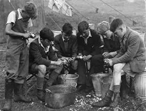 Easton: PEELING POTATOES AT CAMP