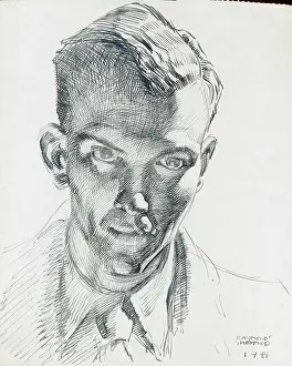 Piercing: Pencil self-portrait by Raymond Sheppard