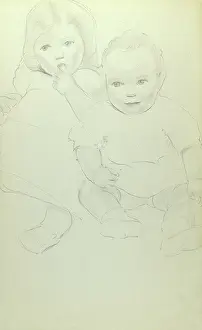 Suck: Pencil sketch of two children