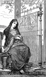 Labours: Penelope and her loom. In Ancient Greek legend