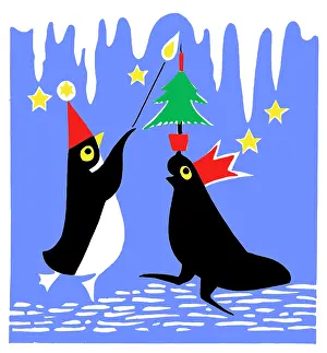 Balances: Penguin lighting a candle