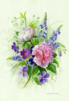 Violas: Peonies, Veronica, etc