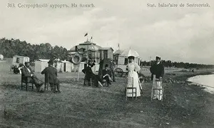 Sestroretsk: People on the beach at Sestroretsk, Russia