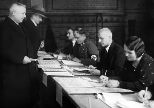 Ballot: People check the electoral rolls, 1933