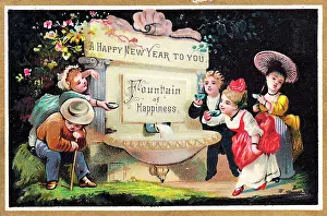 Teetotal: People drinking water on a New Year card
