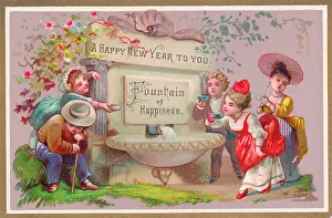Teetotal: People drinking water on a New Year card