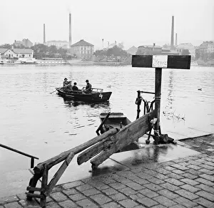 Vltava: People being ferried across Vltava River between