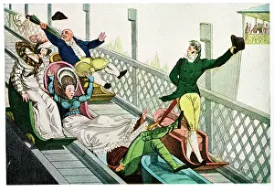 Sliding: People at a funfair, sliding down a chute