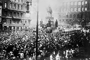 Namesti: People gathered on the Wenceslas square in Prague