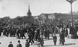 Instability: People near Winter Palace Square, Petrograd, Russia