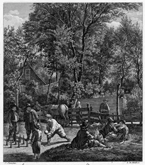 Steen: People playing skittles in a field