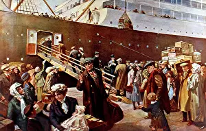 Ramp: People on quayside with steamship
