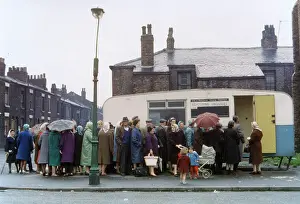 Terraced: People for queueing for housing advice, Manchester