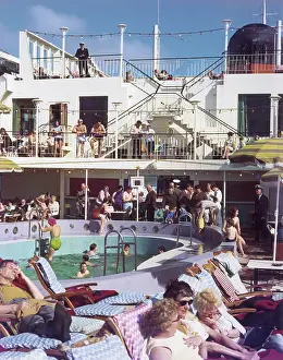 Lounger: People relaxing on a cruise ship