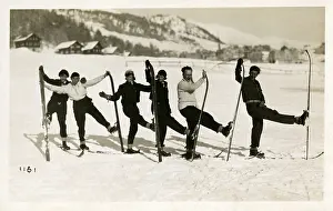 People on skis in the snow, Switzerland