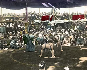 Sumo: People at a Sumo match, Japan