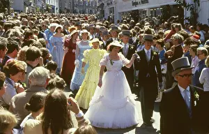 Helston: People taking part in Helston Floral Dance, Cornwall