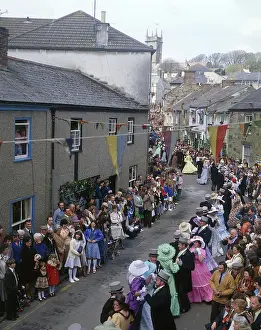 Helston: People taking part in Helston Floral Dance, Cornwall