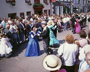 Ballgown: People taking part in Helston Floral Dance, Cornwall