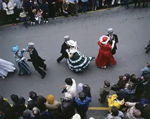 Ballgown: People taking part in Helston Floral Dance, Cornwall