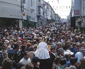 Helston: People taking part in Helston Floral Dance, Cornwall