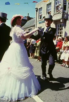 Helston: People taking part in Helston Floral Dance, Cornwall