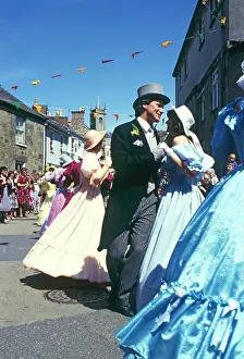 Helston: People taking part in Helston Floral Dance, Cornwall