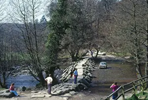 Barle: People at Tarr Steps, Exmoor, Somerset
