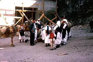 Scaffolding: People in traditional costume, Yugoslavia