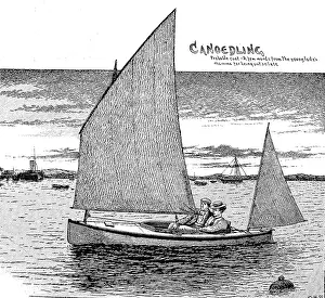 Kayak: Two people using a Sailing Kayak, Britain 1898