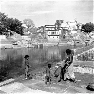 Ganges: People at Varanasi, River Ganges, India