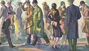 Delineator: People walking along a pavement
