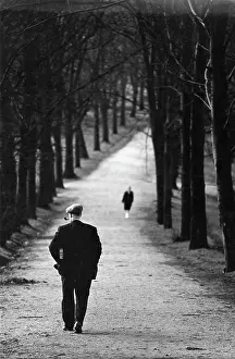 Hamstead: Two people walking along a tree-lined path
