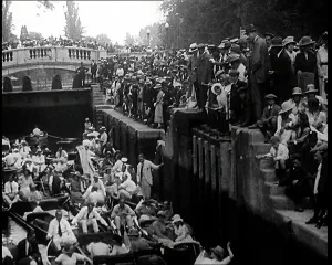 British Pathé Ltd: People Watching Boaters At Boulter's Lock On