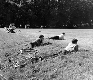 Unseen: People watching unseen activity in a sunny park