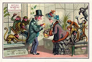 Pickpocket: People at the zoo on a Christmas card