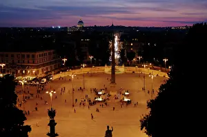Illumination: People's Square at night. Rome